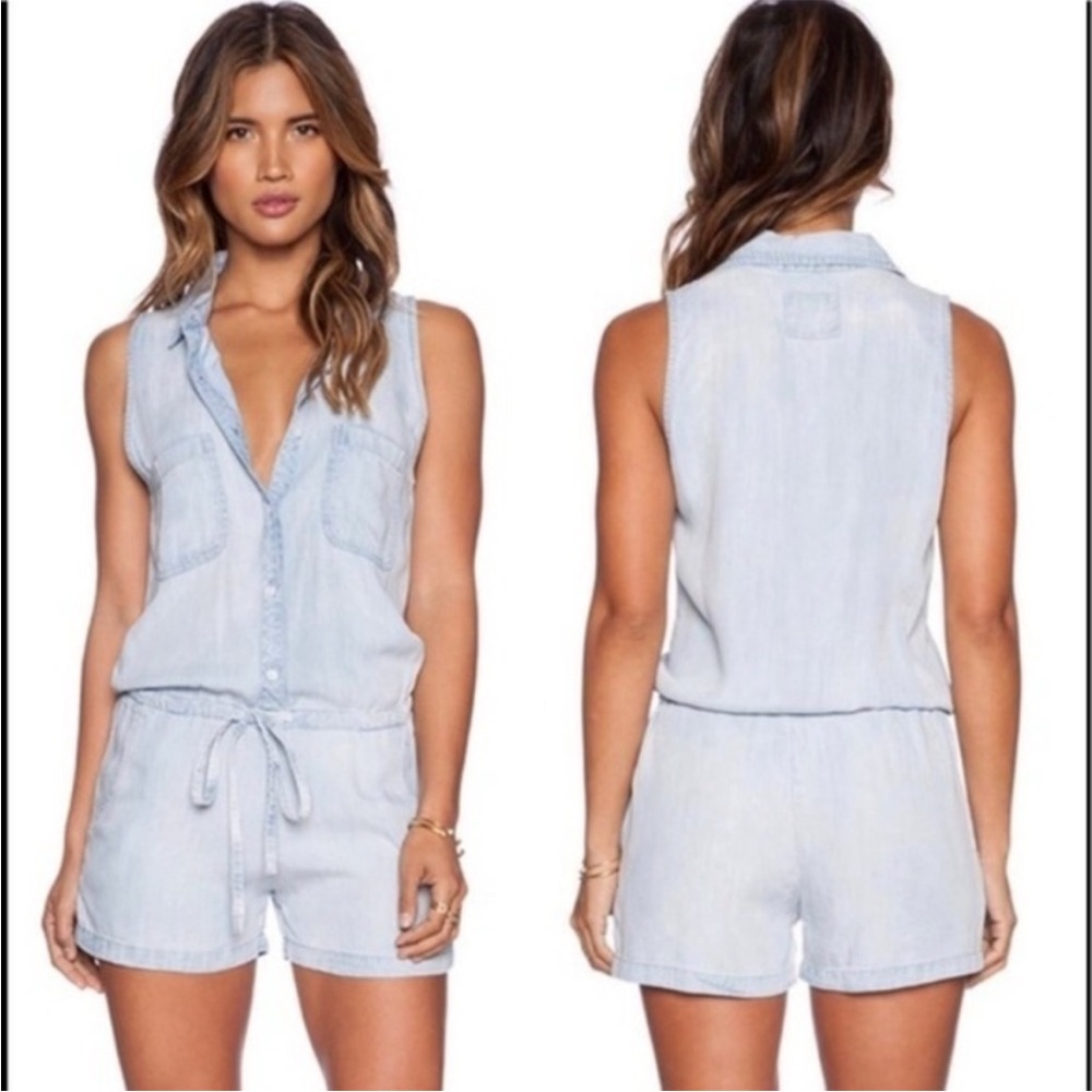 Rails Fiona Chambray Sleeveless Light Denim Romper XS - Picture 1 of 5